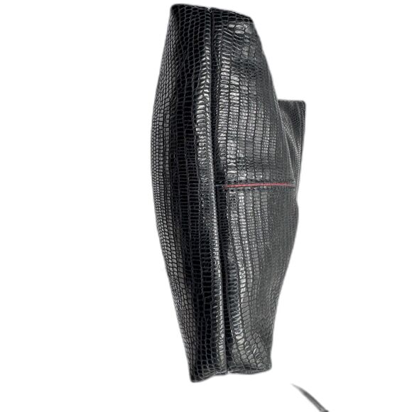 Hammitt VIP Medium Black Lizard Emboss Crossbody Gunmetal Red Suede - Picture 12 of 16